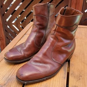 Wright Boots. 11 E. GPWC. Vintage Ankle Zipper Round Toe Boot. Brown Leather.